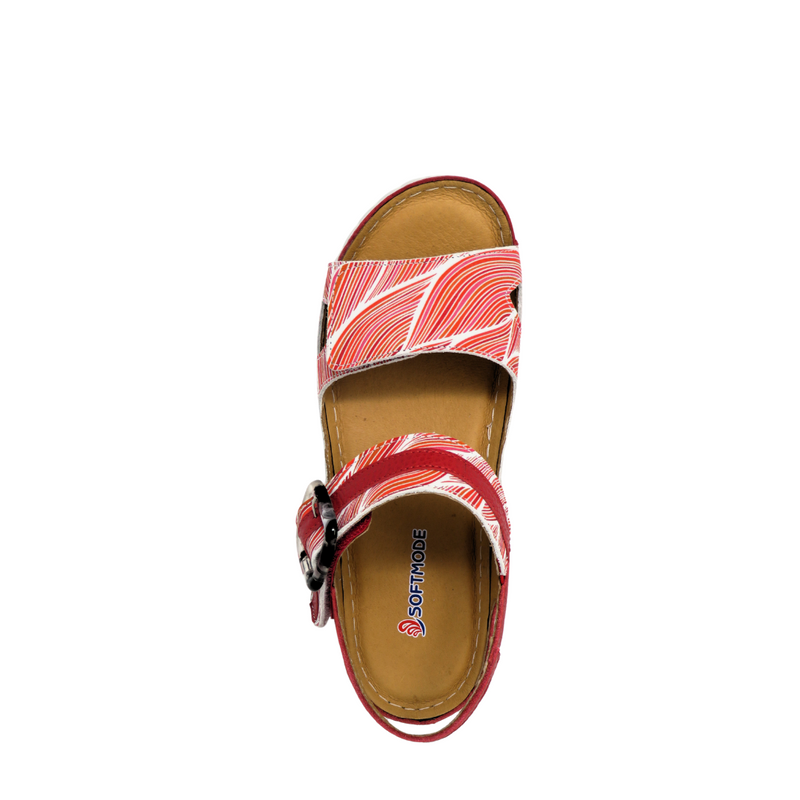 Softmode Gaby - 2 Strap Sandal - Red/White Combi