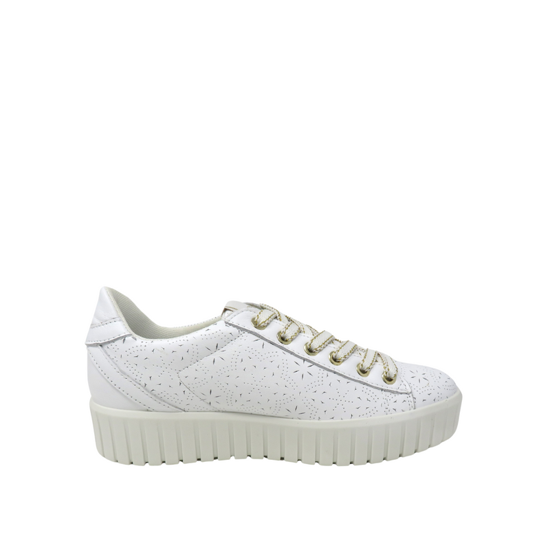 Igi & Co 5666011 Leather Cut Out Laced Sneaker - White